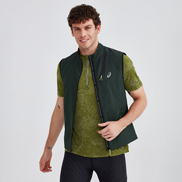 Asics Metarun 1/2 Zip Ss Top - Pattern Erkek Yeşil Kısa Kollu Tshirt 2011C872-300-3