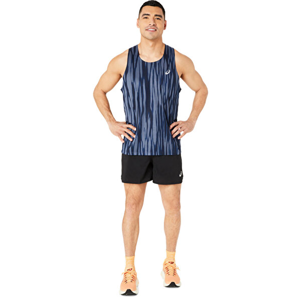 Asics Road All Over Print Singlet Erkek Blue Atlet 2011D091-400-4