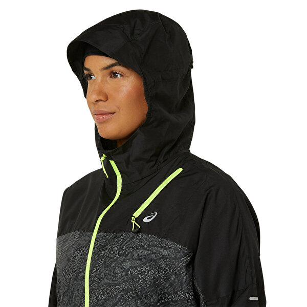 Asics Fujitrail Packable Windbreaker Kadın Black/pure Silver Ceket 2012C977-001-6