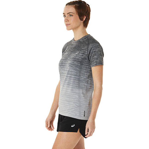 Asics Seamless Ss Top Kadın Gri Siyah Kısa Kollu Tshirt 2012C385-020-1