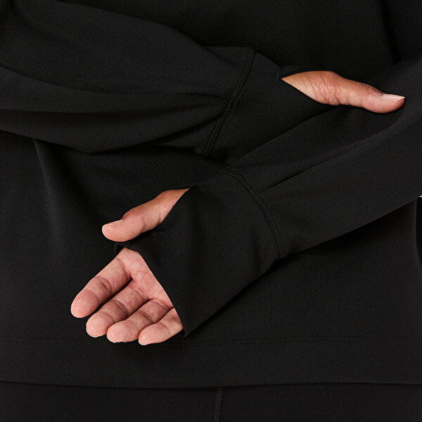 Asics Nagino Run Adjustable Hoodie Kadın Black/pure Silver Sweatshirt 2012D142-001-4