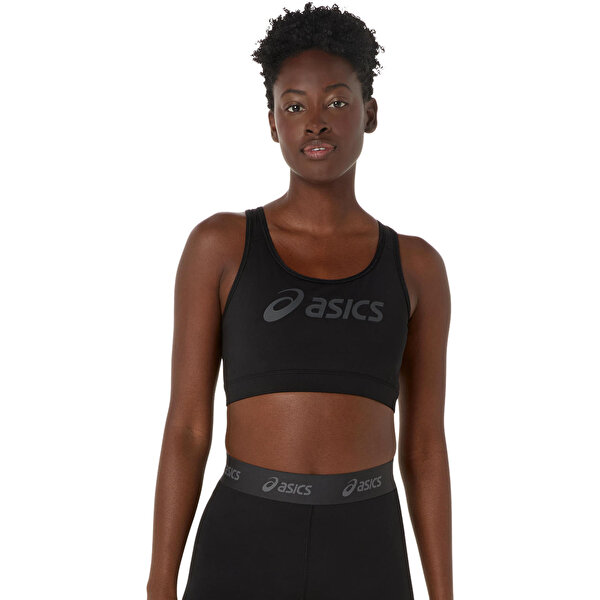 Essential Asics Logo Padless Bra Kadın Black/pure Silver Sporcu Sütyeni 2032D259-001