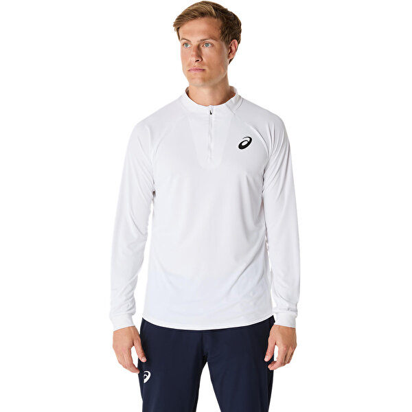 Asics Match Ls 1/2 Zip Top Erkek White Traditional Uzun Kollu Tshirt 2041A321-100