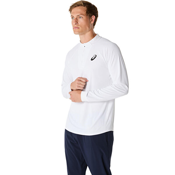 Asics Match Ls 1/2 Zip Top Erkek White Traditional Uzun Kollu Tshirt 2041A321-100-1