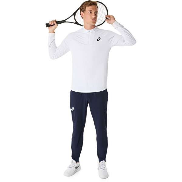 Asics Match Ls 1/2 Zip Top Erkek White Traditional Uzun Kollu Tshirt 2041A321-100-5