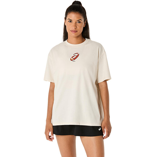 Court Graphic Ss Top Kadın Yellow Kısa Kollu Tshirt 2042A379-200