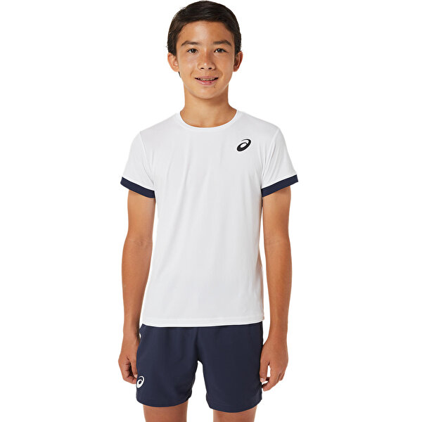 Asics Boys Tennis Ss Top Büyük Unisex Çocuk Beyaz Kısa Kollu Tshirt 2044A036-102-1
