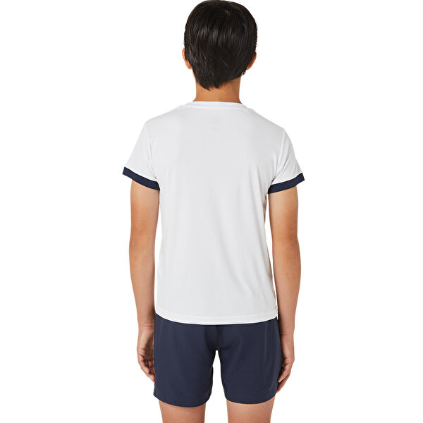Asics Boys Tennis Ss Top Büyük Unisex Çocuk Beyaz Kısa Kollu Tshirt 2044A036-102-2