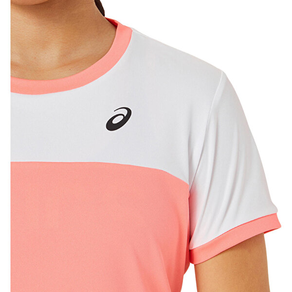 Asics Girls Tennis Ss Top Büyük Unisex Çocuk Pembe Beyaz Kısa Kollu Tshirt 2044A039-701-4