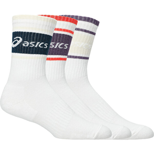 Asics 3 Pack Asics Logo Crew Sock Unisex White Traditional Koşu Çorabı 3033B879-100