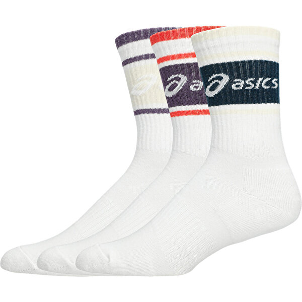 Asics 3 Pack Asics Logo Crew Sock Unisex White Traditional Koşu Çorabı 3033B879-100-1